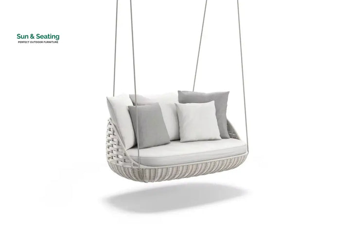 Mazzi Double Seater Hanging Swing Without Stand For Balcony Garden Swing White Swings