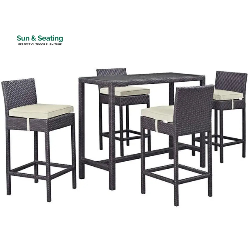 Mazzi Outdoor Patio Bar Sets 4 Chairs and 1 Table (Brown) Bar Sets