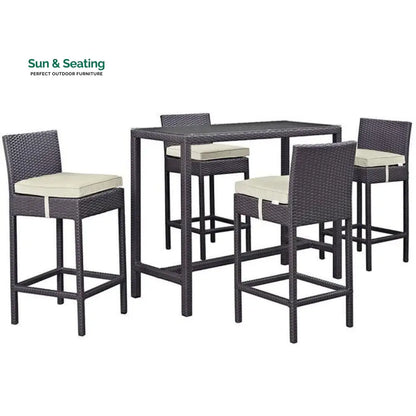 Mazzi Outdoor Patio Bar Sets 4 Chairs and 1 Table (Brown) Bar Sets