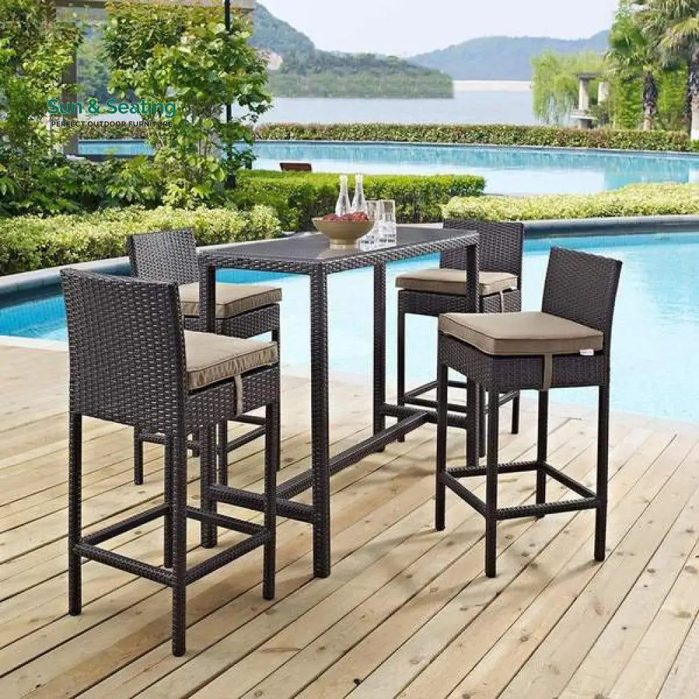 Mazzi Outdoor Patio Bar Sets 4 Chairs and 1 Table (Brown) Bar Sets