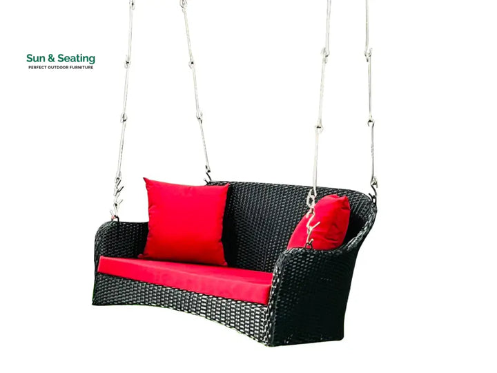 Mcdaniel Double Seater Hanging Swing Without Stand For Balcony Garden Swing (Black + Red) Swings