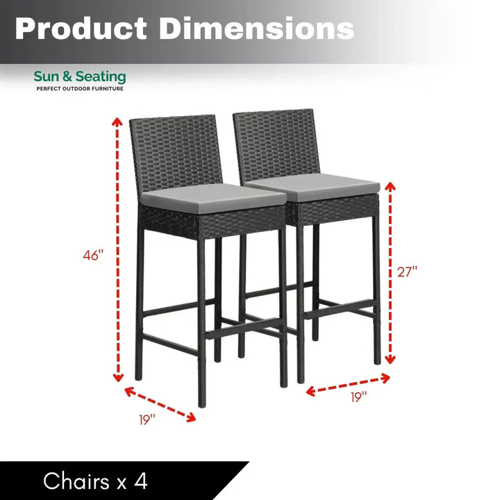 Mei 4-Piece Outdoor Rattan Wicker Bar Chairs Bar Chairs