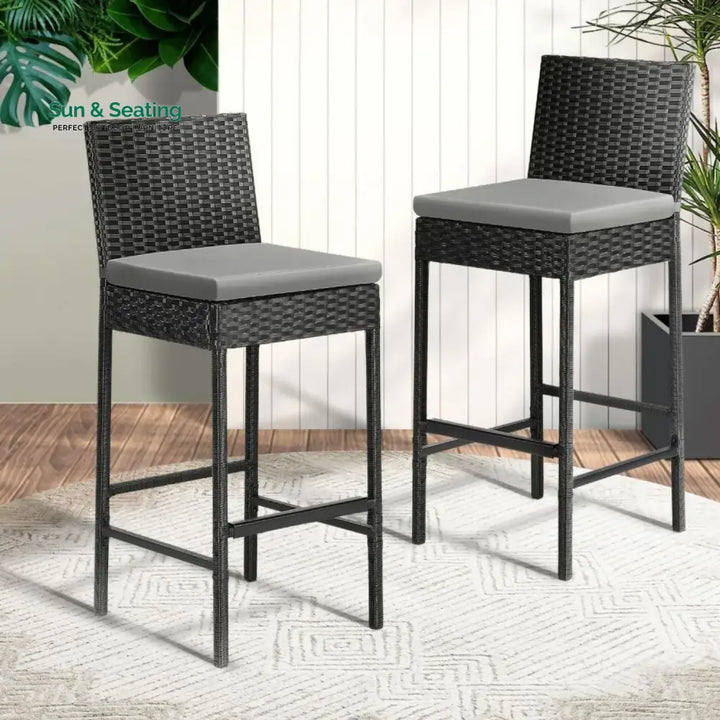 Mei 4-Piece Outdoor Rattan Wicker Bar Chairs Bar Chairs