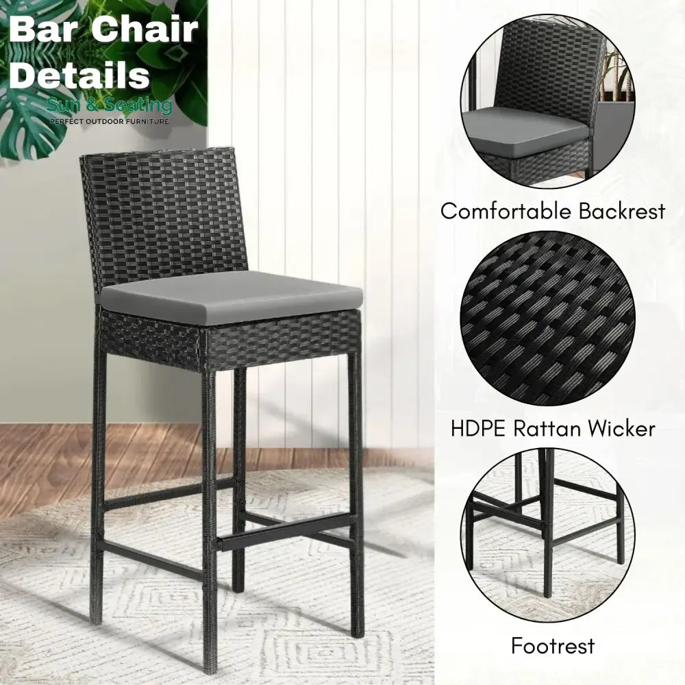 Mei 4-Piece Outdoor Rattan Wicker Bar Chairs Bar Chairs