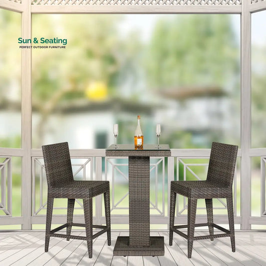 Meier Outdoor Patio Bar Sets 2 Chairs and 1 Table (Capicano) Bar Sets