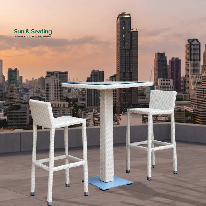 Meier Outdoor Patio Bar Sets 2 Chairs and 1 Table (White) Bar Sets