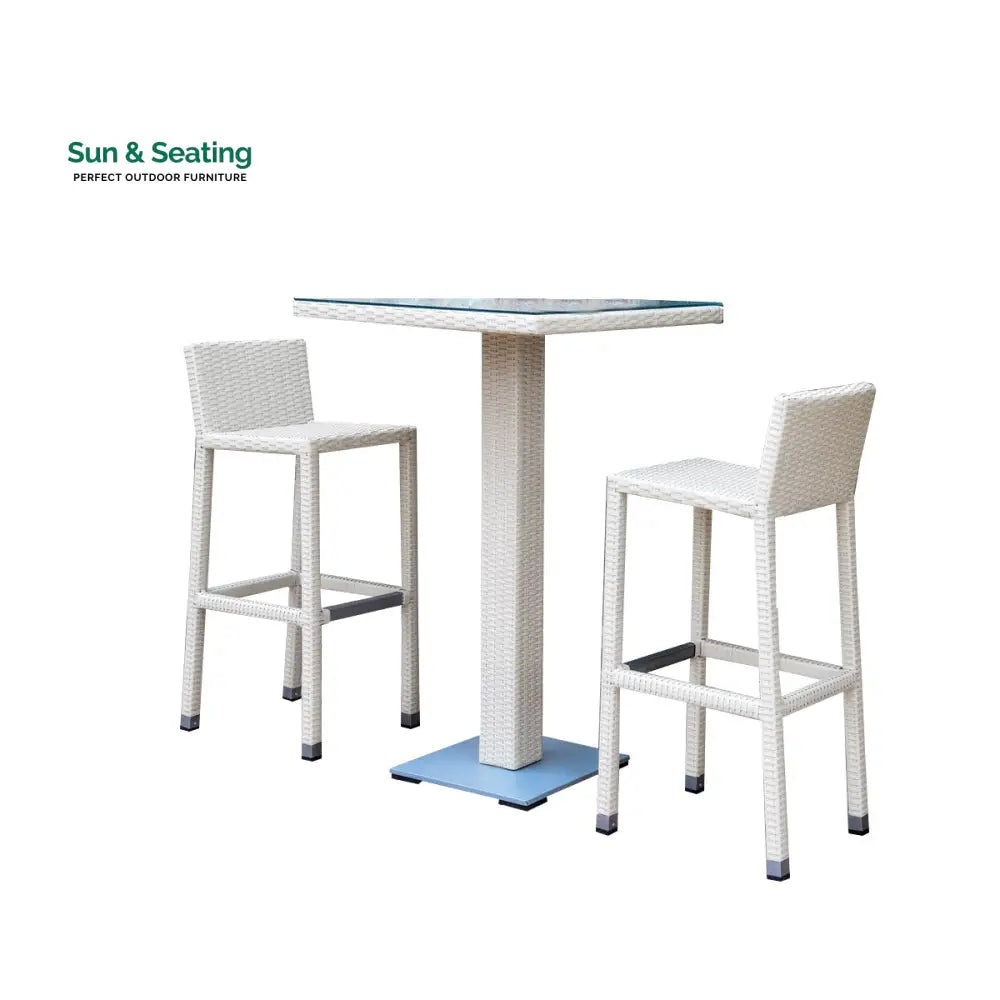 Meier Outdoor Patio Bar Sets 2 Chairs and 1 Table (White) Bar Sets