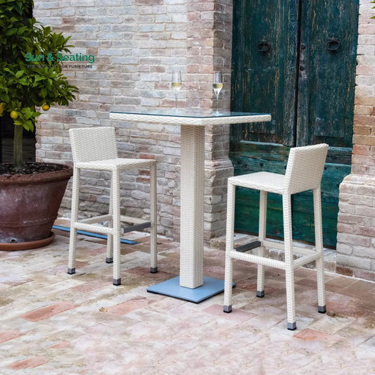 Meier Outdoor Patio Bar Sets 2 Chairs and 1 Table (White) Bar Sets