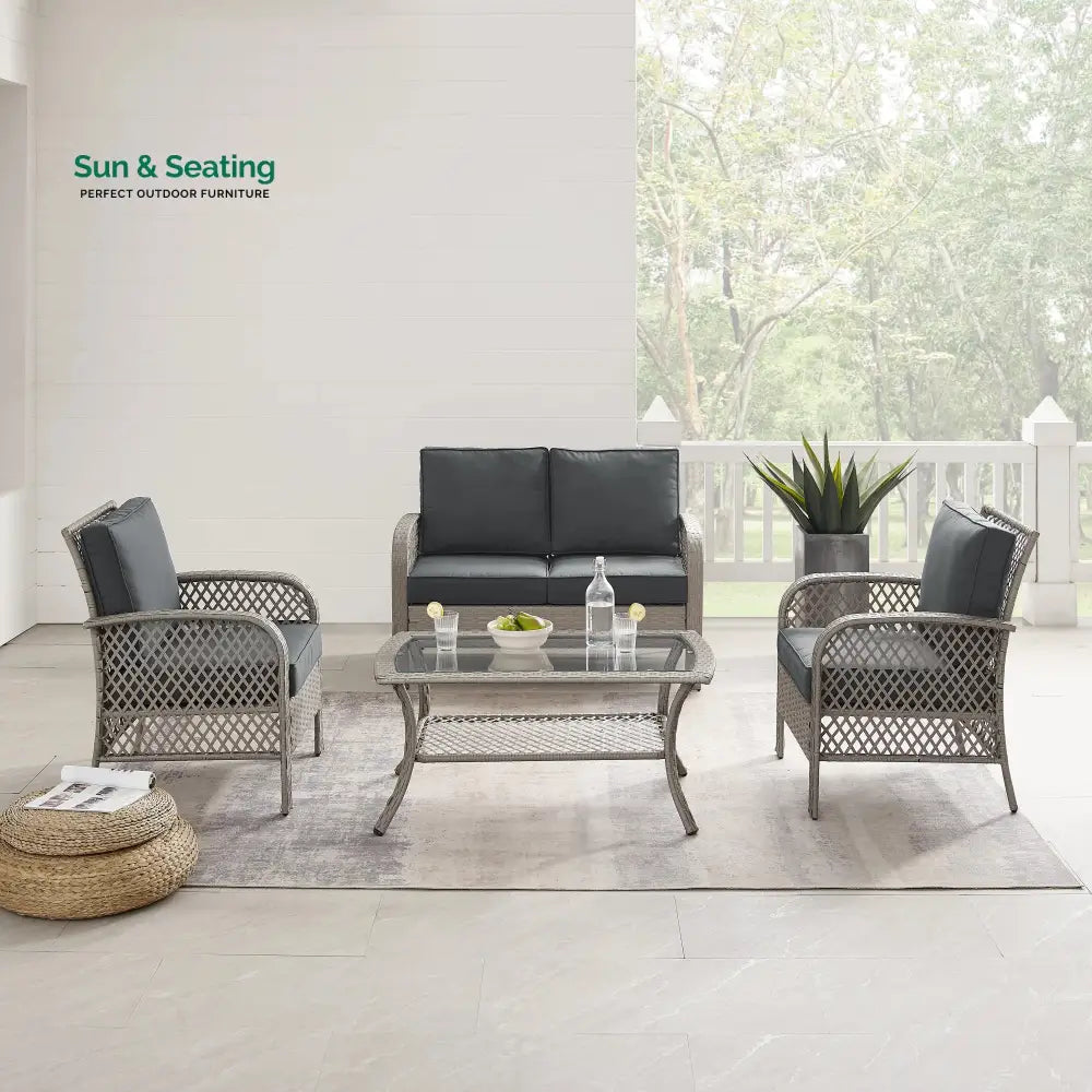 Meier Outdoor Sofa Set 2 Seater 2 Single seater and 1 Center Table (Grey) Sofa Sets