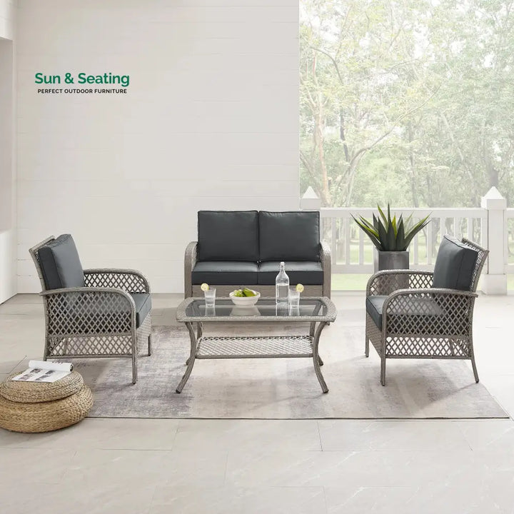 Meier Outdoor Sofa Set 2 Seater 2 Single seater and 1 Center Table (Grey) Sofa Sets