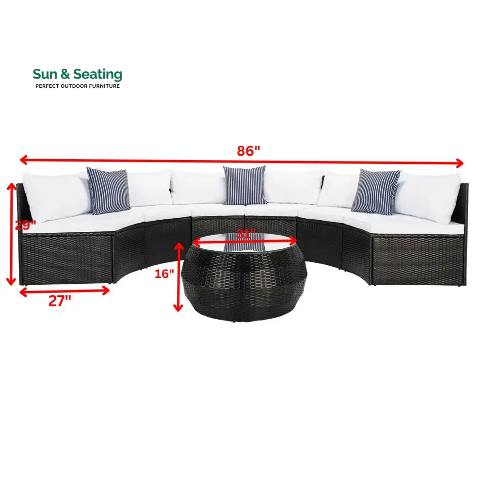 Melchiorre Outdoor Sofa Set 6 Seater and 1 Center Table (Black + white) Sofa Sets