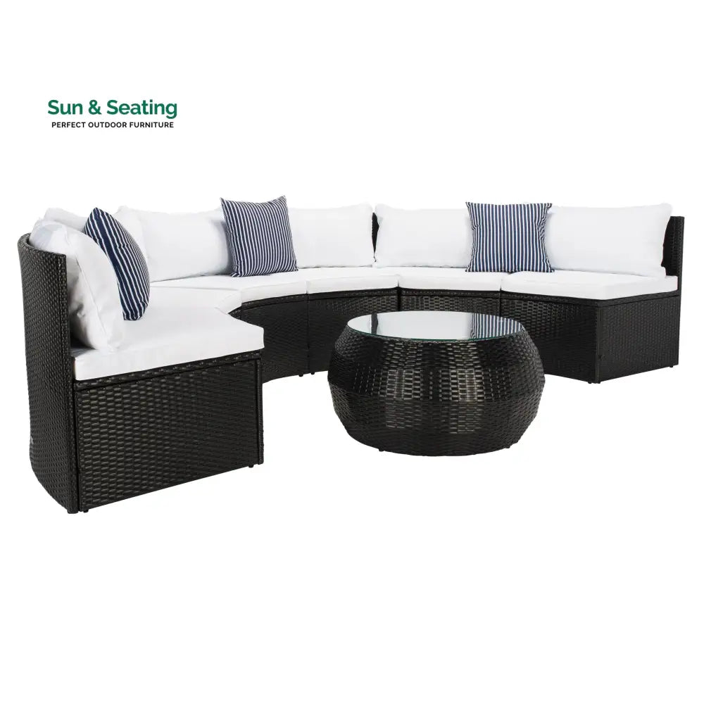 Melchiorre Outdoor Sofa Set 6 Seater and 1 Center Table (Black + white) Sofa Sets