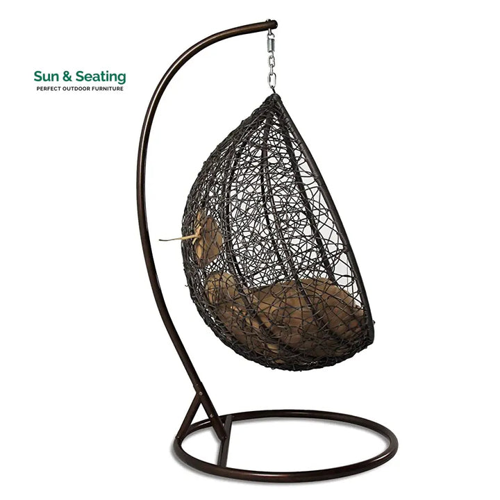 Mele Single Seater Hanging Swing With Stand For Balcony Garden Swing (Black) Swings