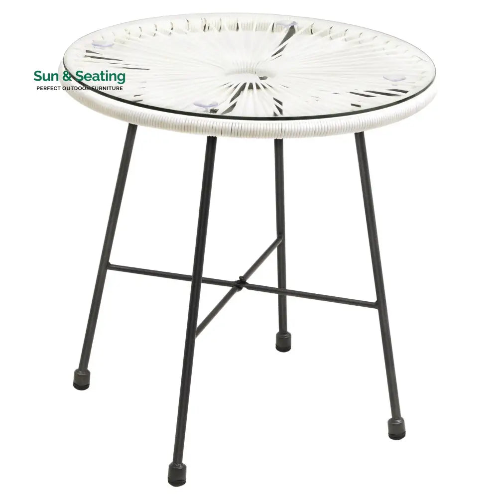 Ment Outdoor Patio Seating Set 2 Chairs and 1 Table Set (White) Coffee Table Sets