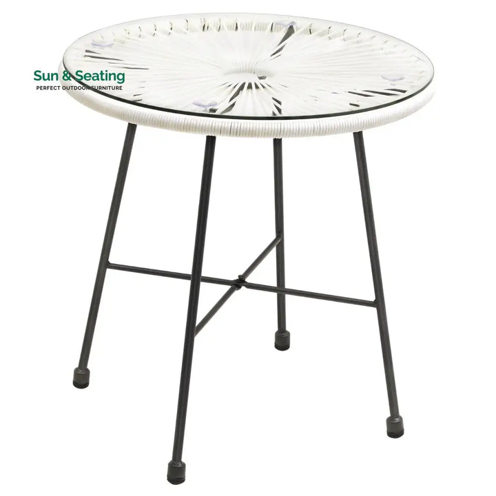 Ment Outdoor Patio Seating Set 2 Chairs and 1 Table Set (White) Coffee Table Sets