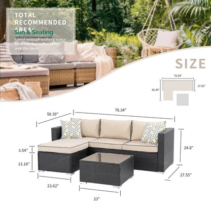 Ment Outdoor Sofa Set 4 Seater and 1 Center Table Set (Black) Sofa Sets