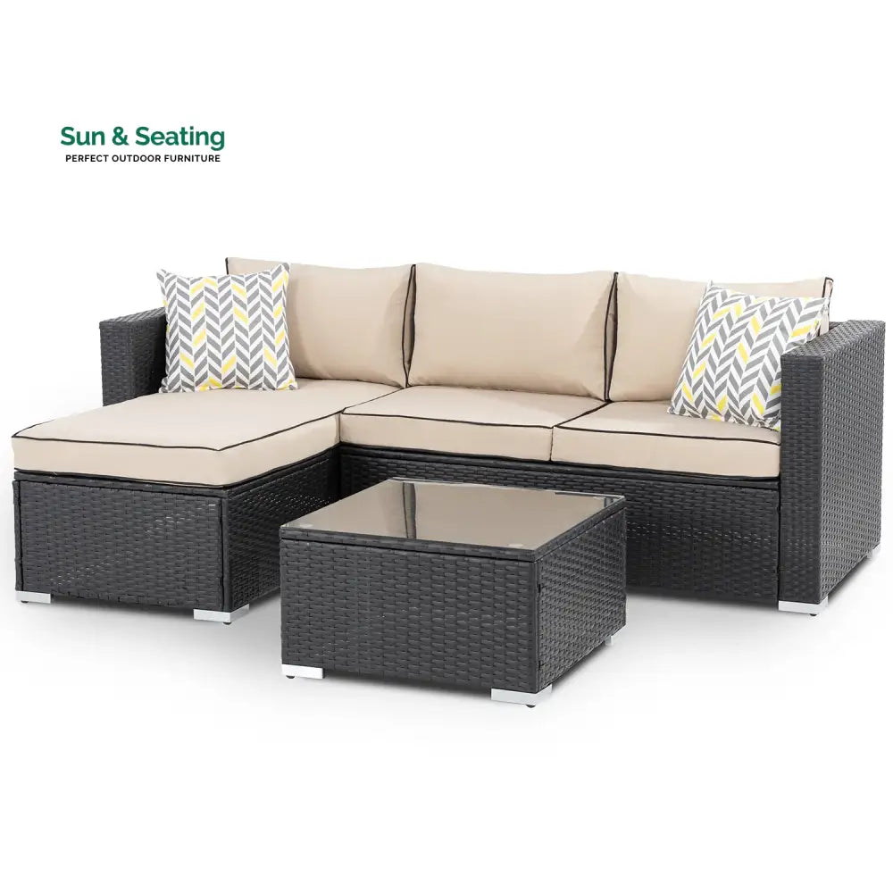 Ment Outdoor Sofa Set 4 Seater and 1 Center Table Set (Black) Sofa Sets