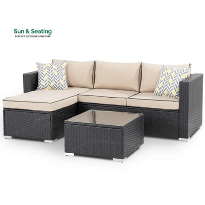 Ment Outdoor Sofa Set 4 Seater and 1 Center Table Set (Black) Sofa Sets