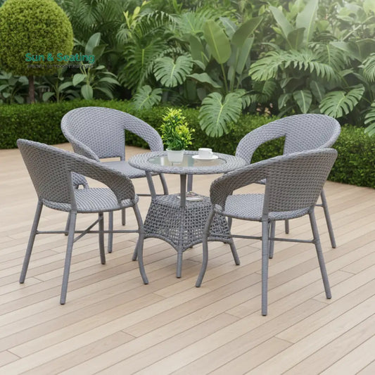 Mercedes 5-Piece Outdoor Rattan Wicker Patio Bistro Set Patio Set