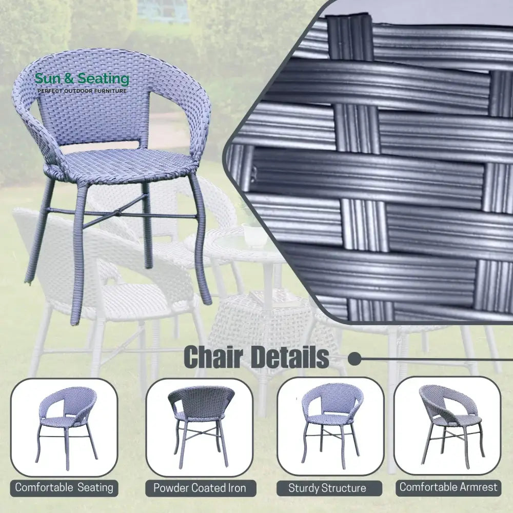 Mercedes 5-Piece Outdoor Rattan Wicker Patio Bistro Set Patio Set