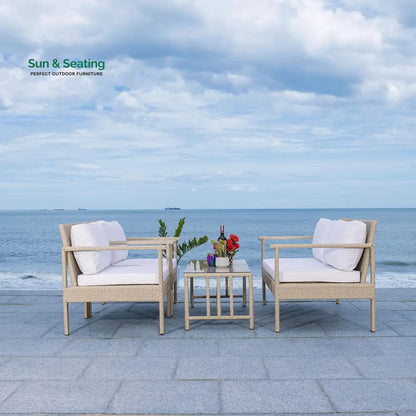 Mesa Outdoor Garden Balcony Sofa Set 2 Seater 2 Single Seater 1 Center Table Set (Cream) Sofa Sets