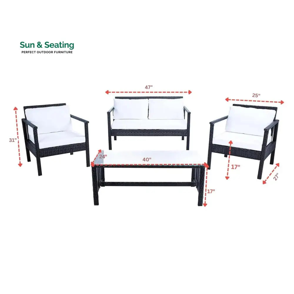 Mesa Outdoor Garden Balcony Sofa Set 2 Seater 2 Single Seater 1 Center Table Set (Cream) Sofa Sets