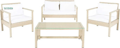 Mesa Outdoor Garden Balcony Sofa Set 2 Seater 2 Single Seater 1 Center Table Set (Cream) Sofa Sets