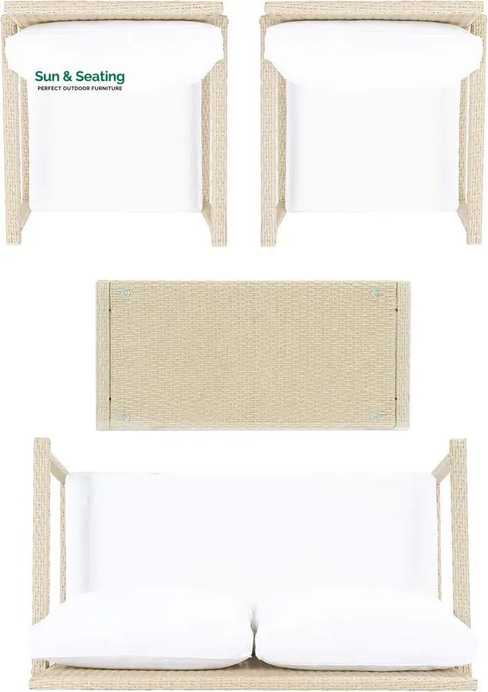 Mesa Outdoor Garden Balcony Sofa Set 2 Seater 2 Single Seater 1 Center Table Set (Cream) Sofa Sets