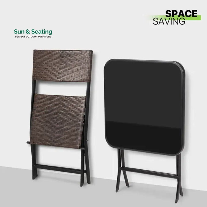 Messer Outdoor Patio Seating Set 2 Chairs and 1 Table Set (Brown) Coffee Table Sets