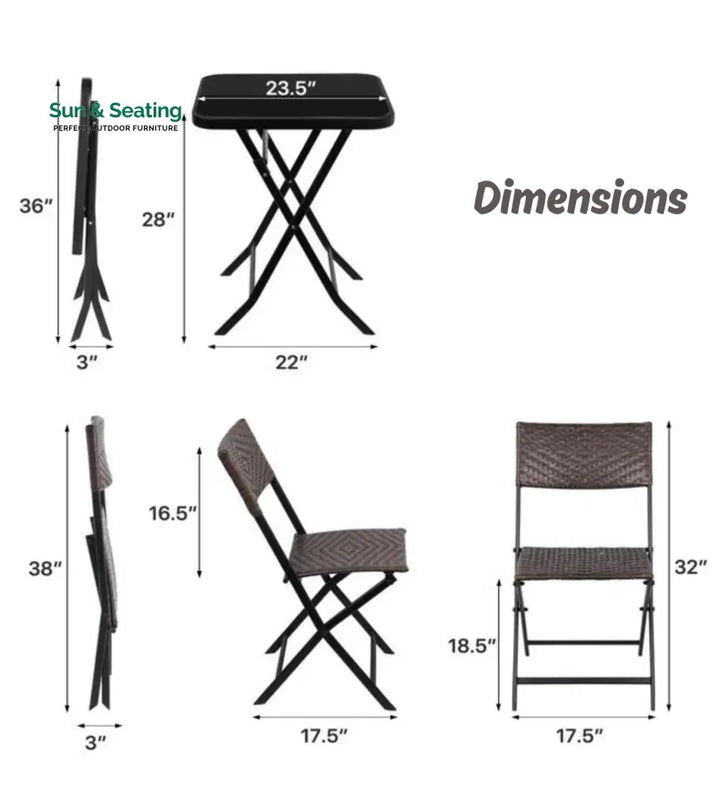 Messer Outdoor Patio Seating Set 2 Chairs and 1 Table Set (Brown) Coffee Table Sets