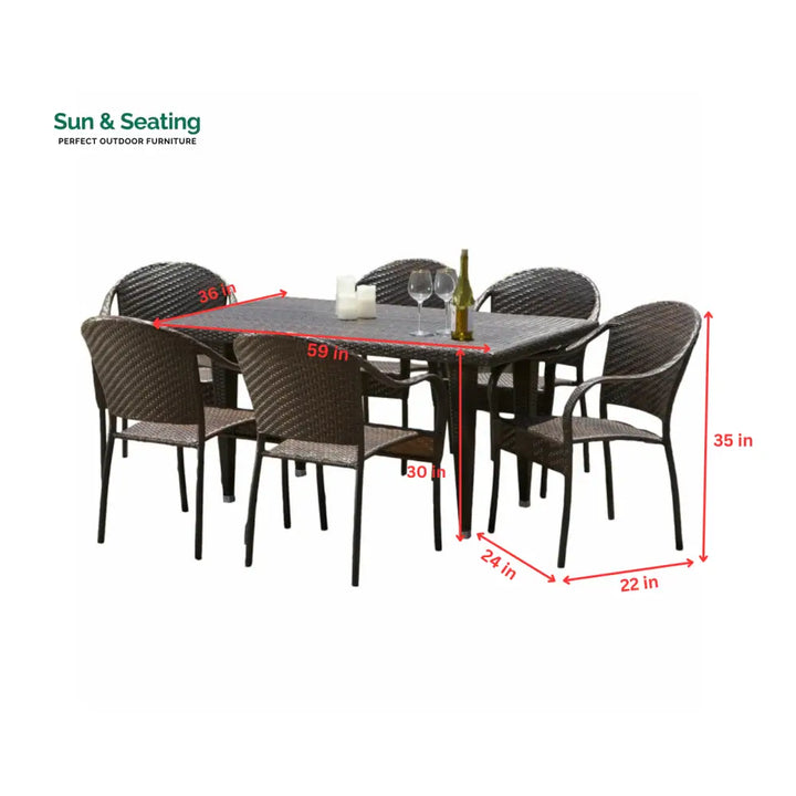 Michele Outdoor Patio Dining Set 6 Chairs and 1 Table (Brown) Dining sets