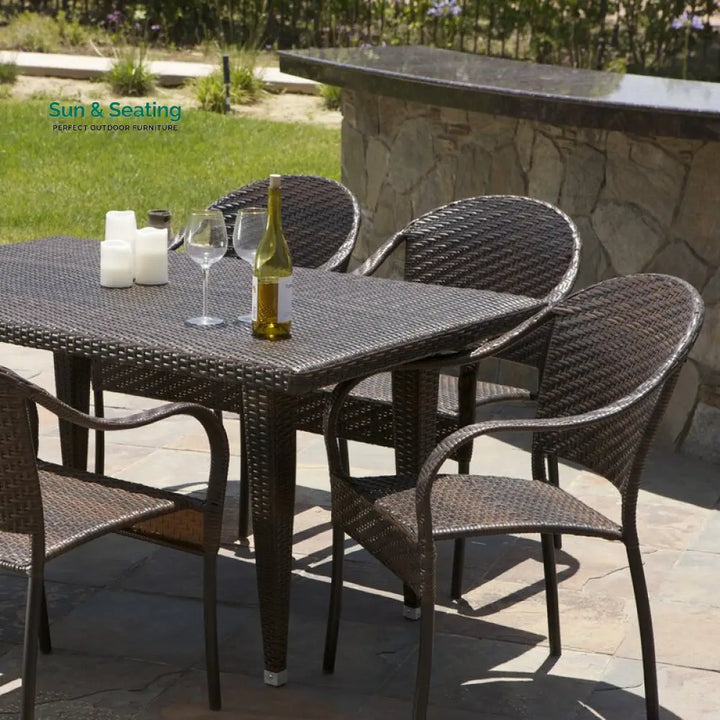 Michele Outdoor Patio Dining Set 6 Chairs and 1 Table (Brown) Dining sets
