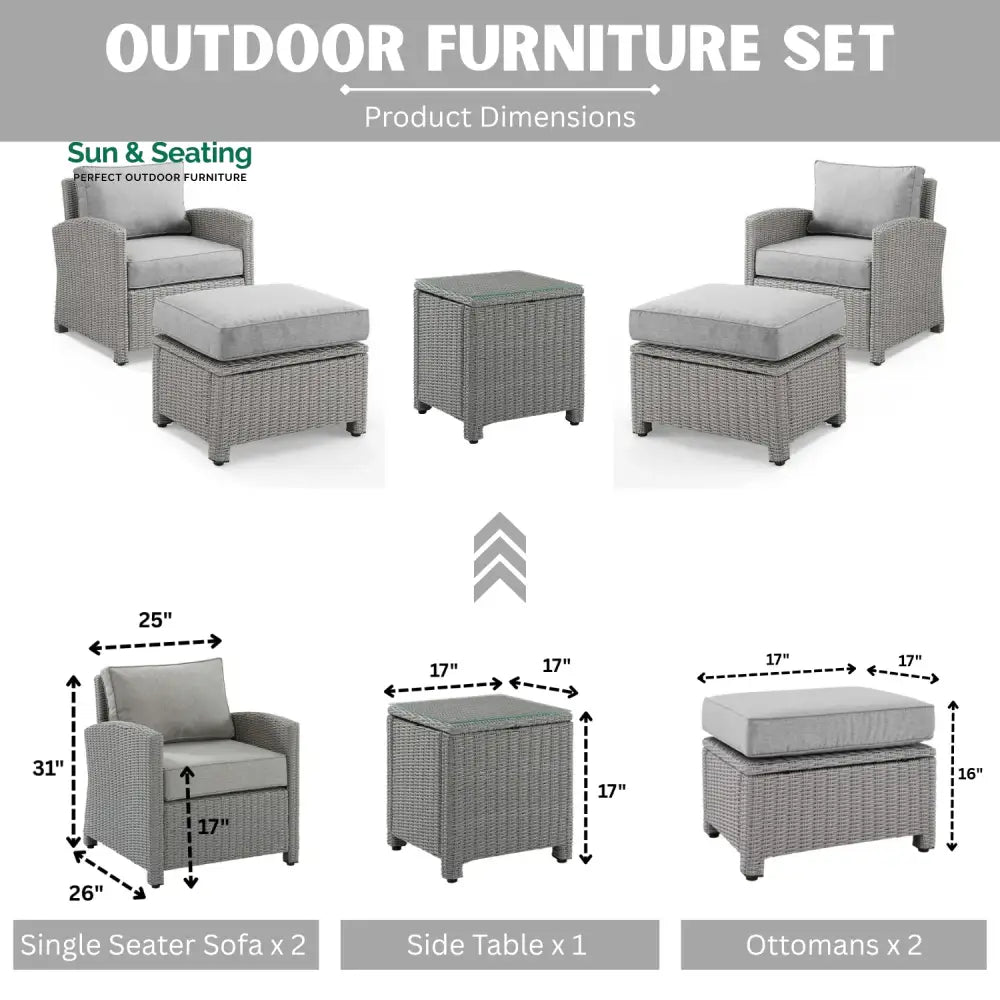 Miki 5 Pieces Patio Furniture Set Patio Sofa Set
