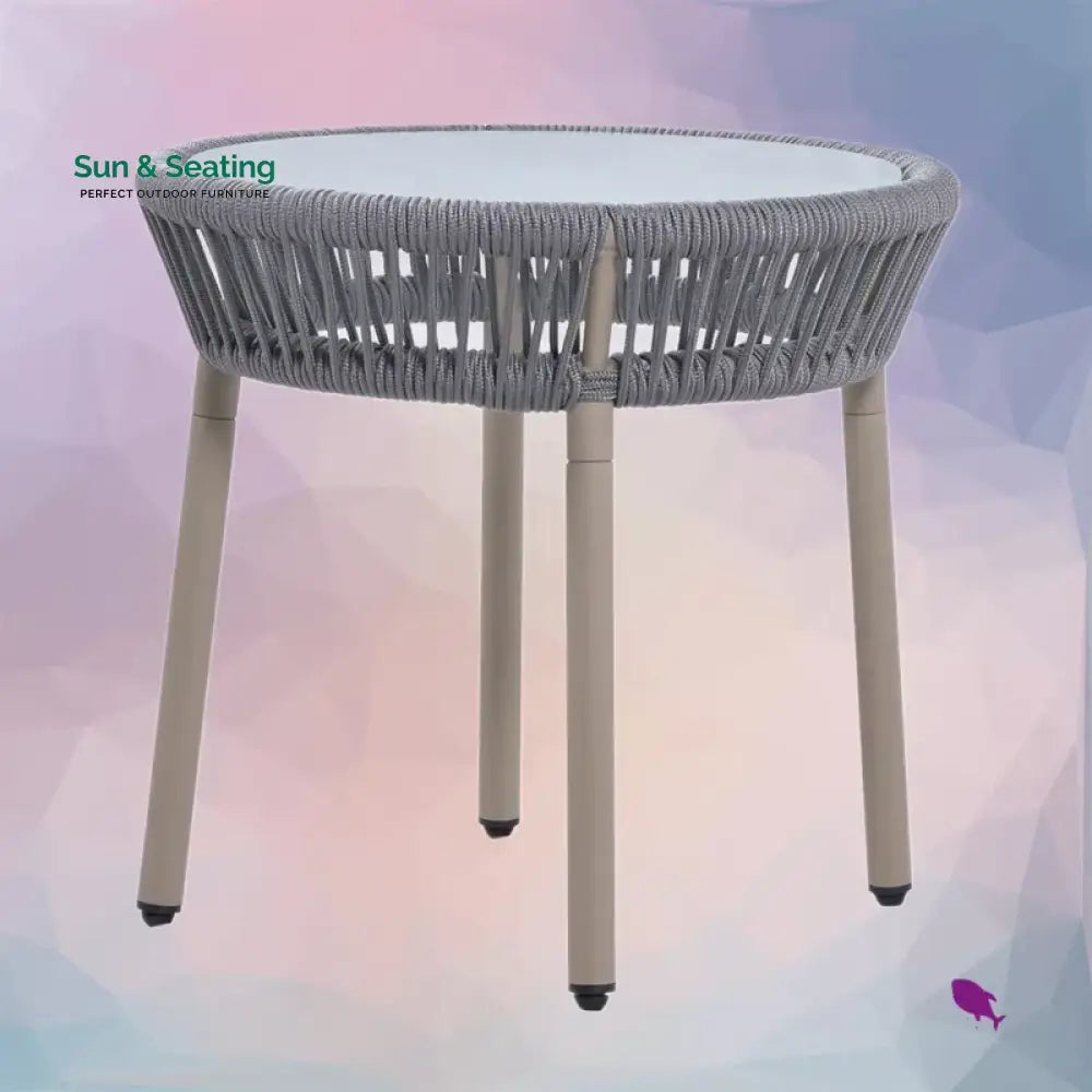 Milano Outdoor Patio Seating Set 2 Chairs and 1 Table Set (Grey) Braided &amp; Rope Coffee Table Sets
