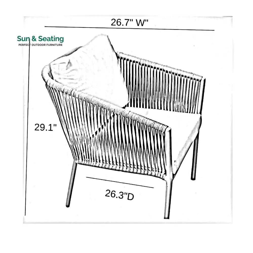 Milano Outdoor Patio Seating Set 2 Chairs and 1 Table Set (Grey) Braided &amp; Rope Coffee Table Sets
