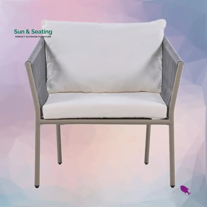 Milano Outdoor Patio Seating Set 2 Chairs and 1 Table Set (Grey) Braided &amp; Rope Coffee Table Sets