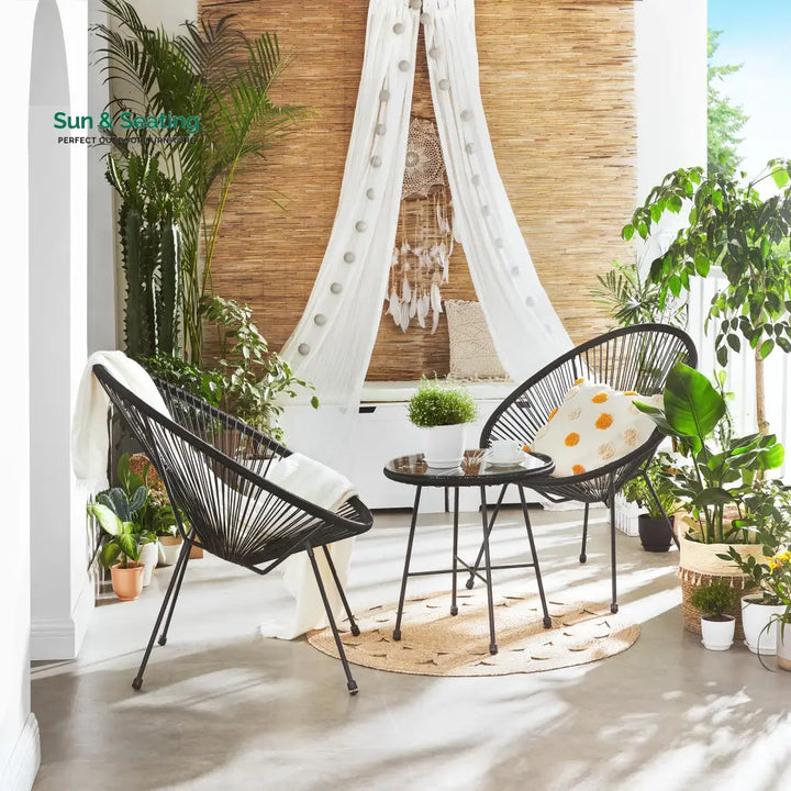 Millions Outdoor Patio Seating Set 2 Chairs and 1 Table Set (Black) Coffee Table Sets