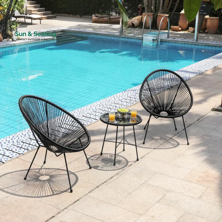 Millions Outdoor Patio Seating Set 2 Chairs and 1 Table Set (Black) Coffee Table Sets