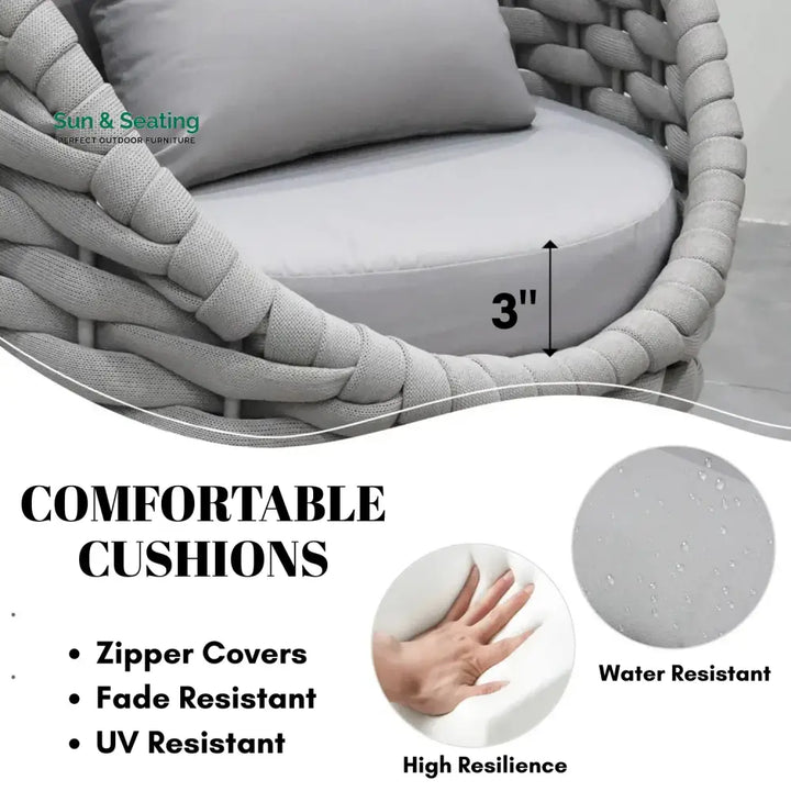 Minami Nest Shape 3-Piece Hand-Woven Rope Patio Set Patio Set