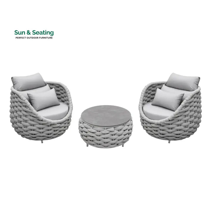 Minami Nest Shape 3-Piece Hand-Woven Rope Patio Set Patio Set