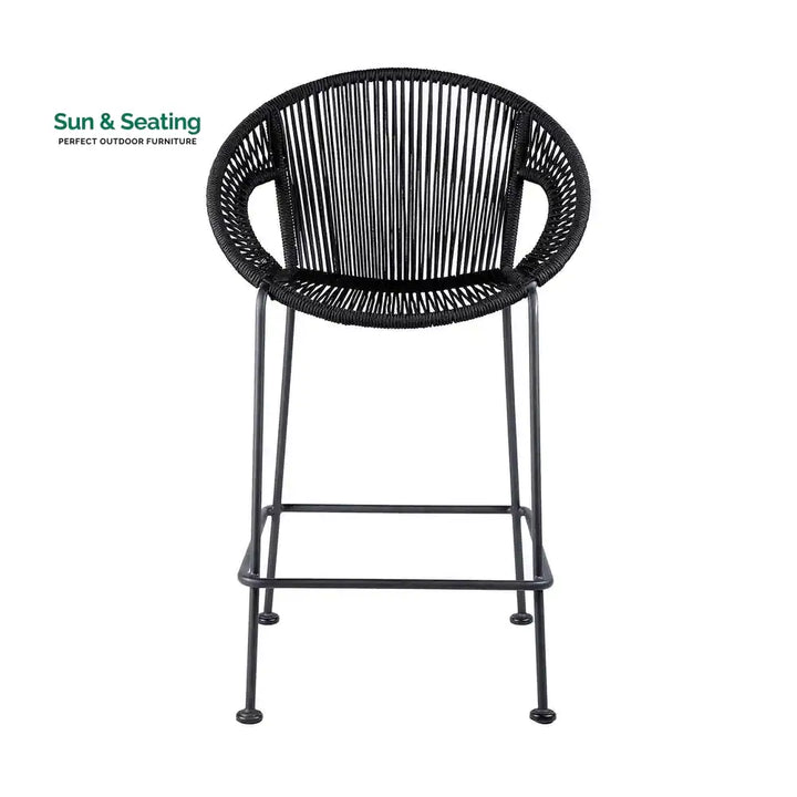 Miniati Outdoor Patio Bar Chair 1 Chairs For Balcony (Black) Bar Sets