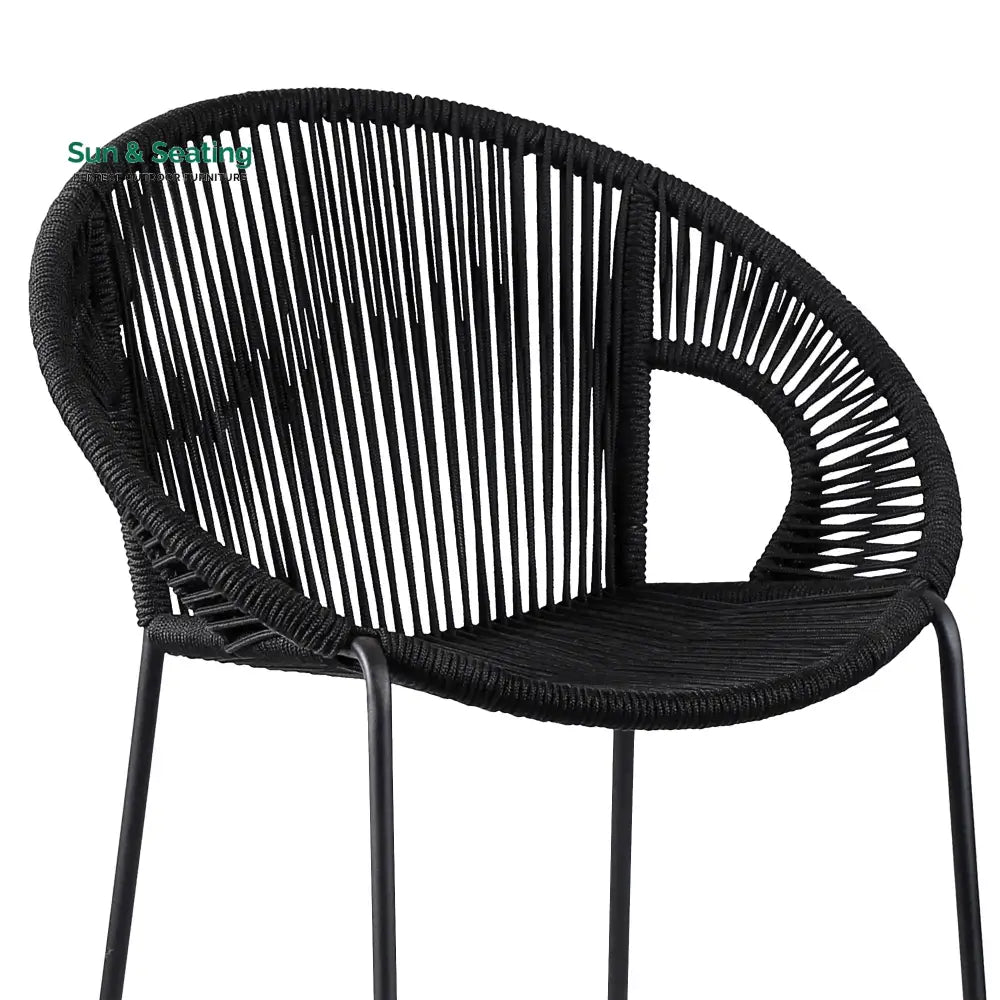 Miniati Outdoor Patio Bar Chair 1 Chairs For Balcony (Black) Bar Sets