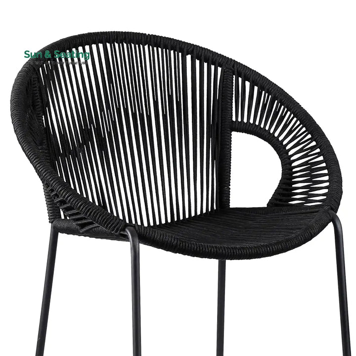 Miniati Outdoor Patio Bar Chair 1 Chairs For Balcony (Black) Bar Sets