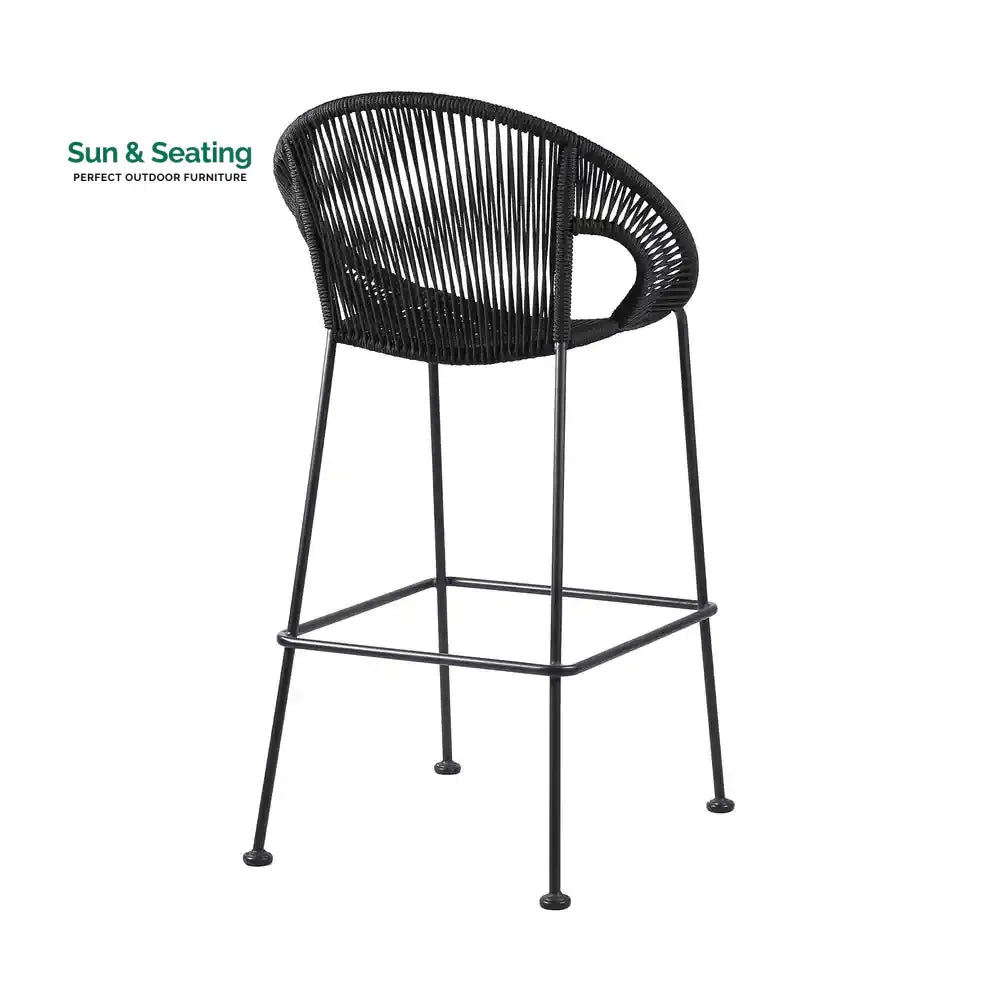 Miniati Outdoor Patio Bar Chair 1 Chairs For Balcony (Black) Bar Sets