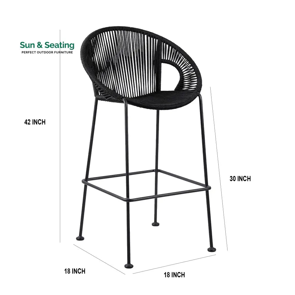 Miniati Outdoor Patio Bar Chair 1 Chairs For Balcony (Black) Bar Sets