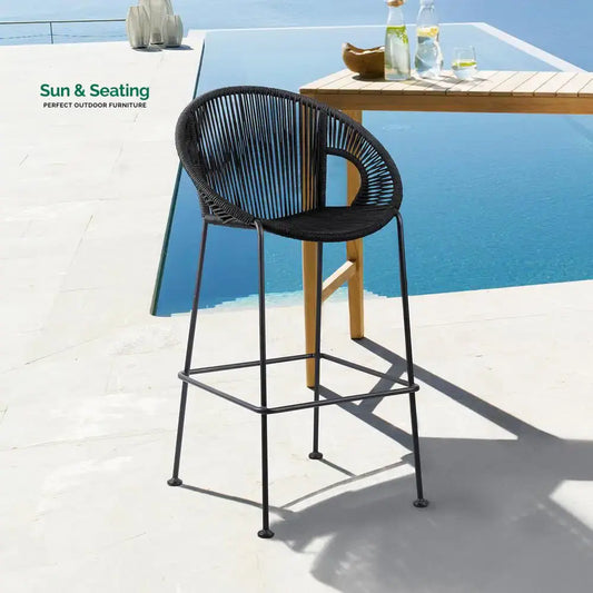 Miniati Outdoor Patio Bar Chair 1 Chairs For Balcony (Black) Bar Sets