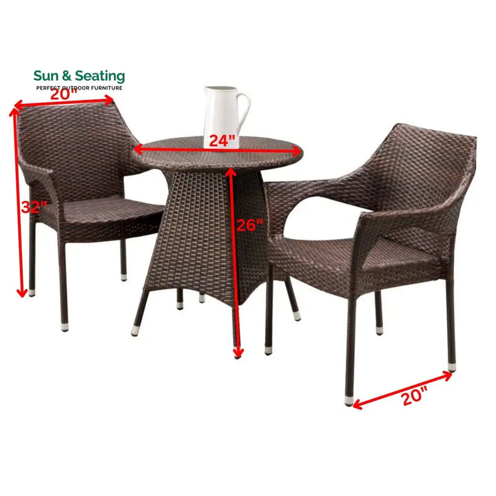 Misha Outdoor Patio Seating Set 2 Chairs and 1 Table Set (Dark Brown) Coffee Table Sets