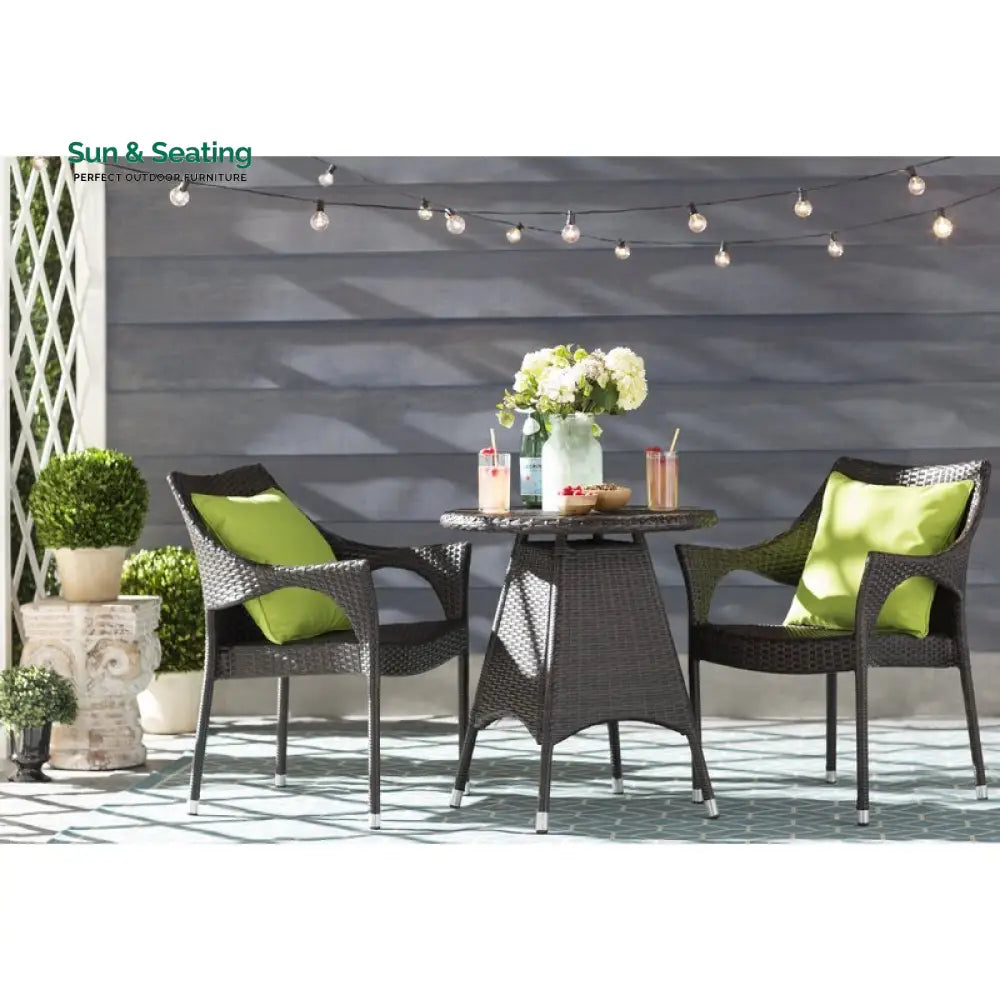 Misha Outdoor Patio Seating Set 2 Chairs and 1 Table Set (Dark Brown) Coffee Table Sets