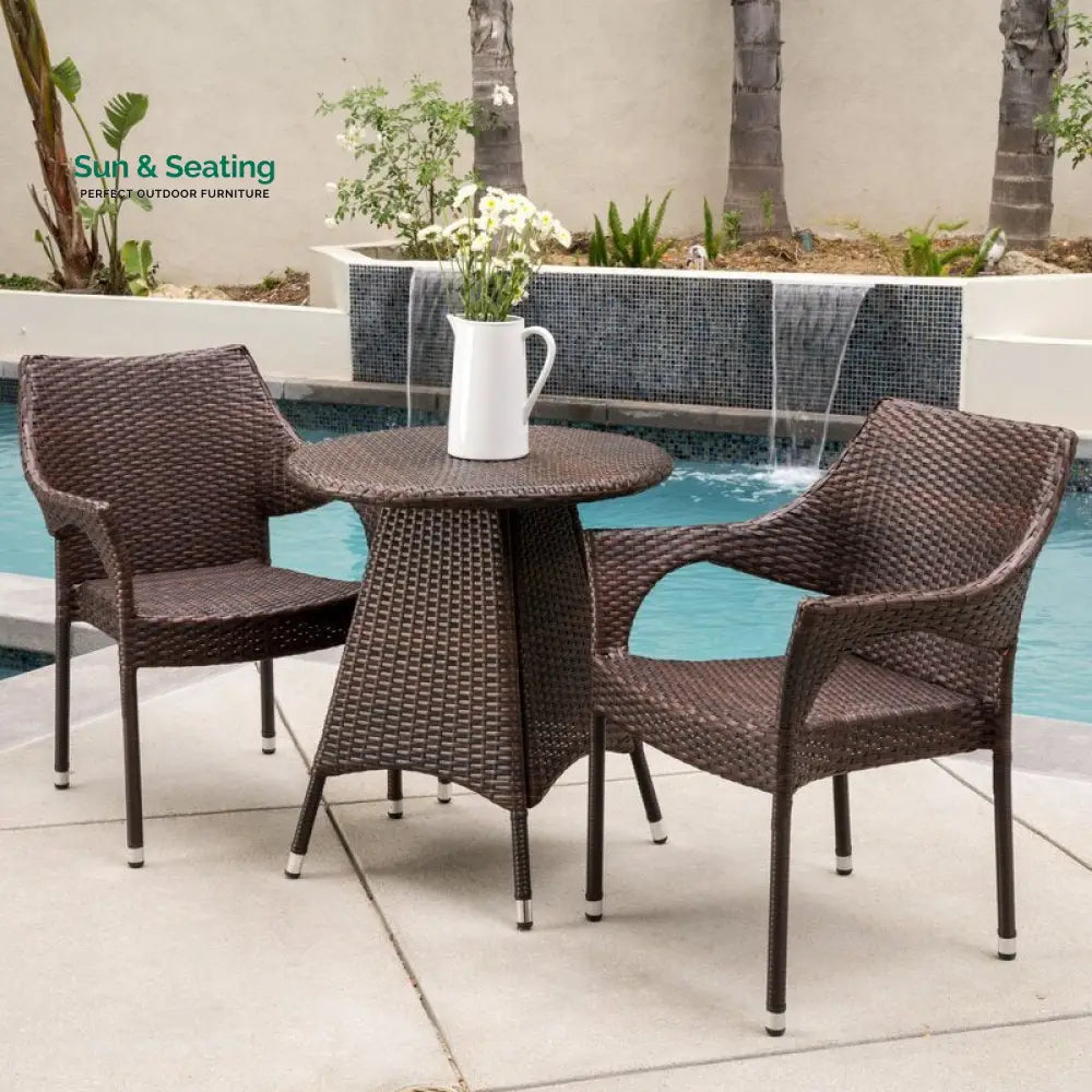 Misha Outdoor Patio Seating Set 2 Chairs and 1 Table Set (Dark Brown) Coffee Table Sets