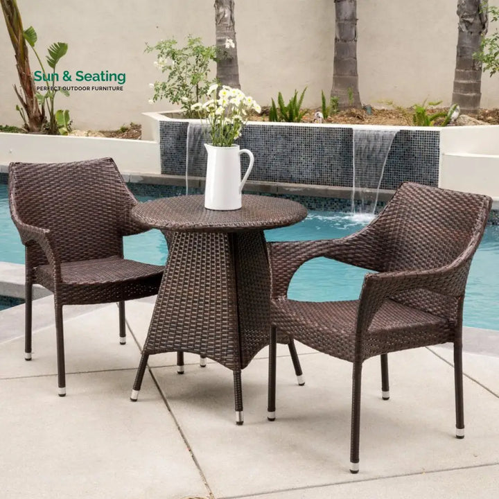 Misha Outdoor Patio Seating Set 2 Chairs and 1 Table Set (Dark Brown) Coffee Table Sets